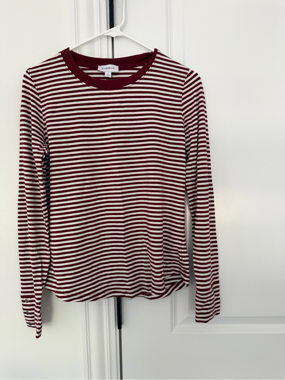 Evereve Burgundy and White Striped Long Sleeve Tee